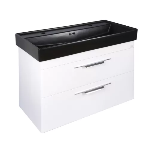 TMP LUX 100D fali fürdőszobabútor - CeraStyle SHARP FEKETE DUPLA csaplyukas mosdóval - 100 x 48 cm