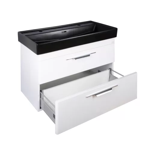 TMP LUX 100D fali fürdőszobabútor - CeraStyle SHARP FEKETE DUPLA csaplyukas mosdóval - 100 x 48 cm