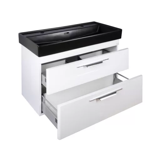 TMP LUX 100D fali fürdőszobabútor - CeraStyle SHARP FEKETE DUPLA csaplyukas mosdóval - 100 x 48 cm