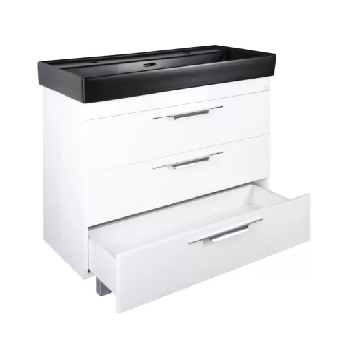 TMP TRIO 100D álló fürdőszobabútor - CeraStyle SHARP FEKETE DUPLA csaplyukas mosdóval - 100 x 48 cm