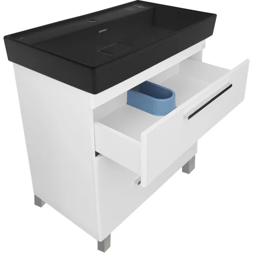 TMP TRIO 100 álló fürdőszobabútor - CeraStyle SHARP FEKETE mosdóval - 100 x 48 cm