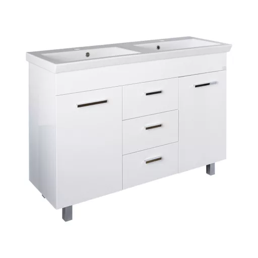 TMP FLAT 120 álló fürdőszobabútor - Sanovit ISIK 4120 DUPLA porcelán mosdóval - 120 x 44 cm