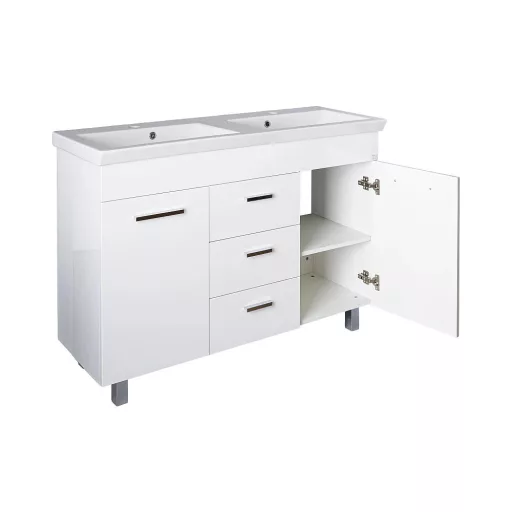 TMP FLAT 120 álló fürdőszobabútor - Sanovit ISIK 4120 DUPLA porcelán mosdóval - 120 x 44 cm