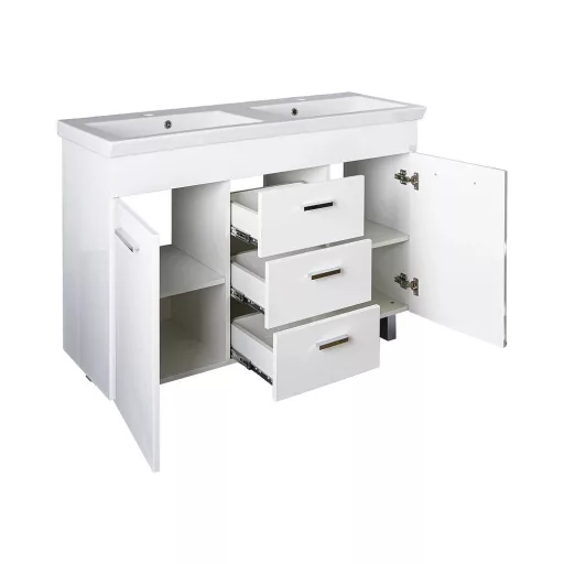 TMP FLAT 120 álló fürdőszobabútor - Sanovit ISIK 4120 DUPLA porcelán mosdóval - 120 x 44 cm