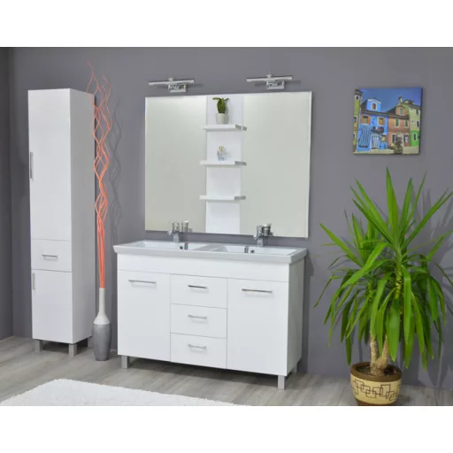 TMP FLAT 120 álló fürdőszobabútor - Sanovit ISIK 4120 DUPLA porcelán mosdóval - 120 x 44 cm