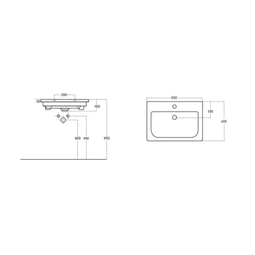 TMP TRIO 65 álló fürdőszobabútor - Sanovit SOFT - 13065 mosdóval - 65 x 45,5cm