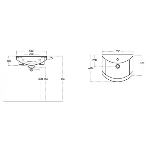 TMP ZX 55 - SONOMA - álló fürdőszobabútor - Sanovit ZENON - 6055 porcelán mosdóval - 55 x 44 cm