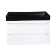   TMP SHARP 100D fali fürdőszobabútor - CeraStyle SHARP FEKETE DUPLA csaplyukas mosdóval - 100 x 48 cm