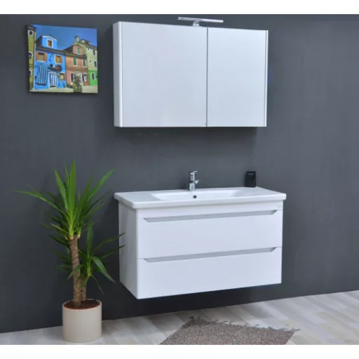 TMP SHARP 100 fali fürdőszobabútor - Isvea Sistema S mosdóval - 101 x 45,5cm