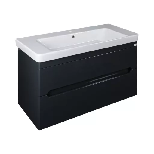 TMP SHARP 105 - FEKETE - fali fürdőszobabútor- Sanovit LUXURY 11105 mosdóval - 105 x 46 cm