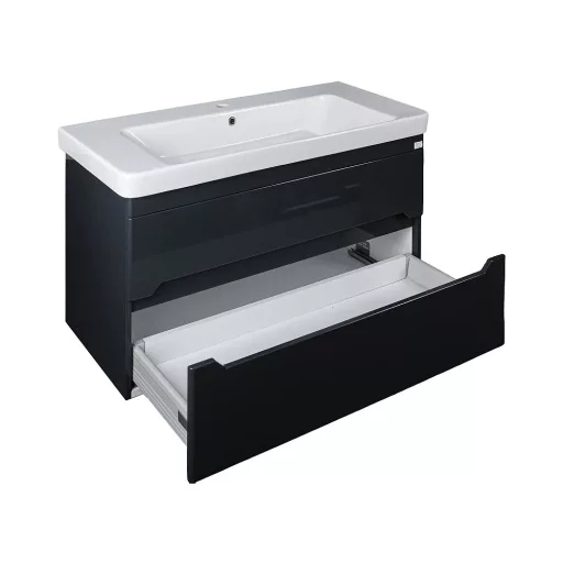 TMP SHARP 105 - FEKETE - fali fürdőszobabútor- Sanovit LUXURY 11105 mosdóval - 105 x 46 cm