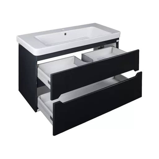 TMP SHARP 105 - FEKETE - fali fürdőszobabútor- Sanovit LUXURY 11105 mosdóval - 105 x 46 cm