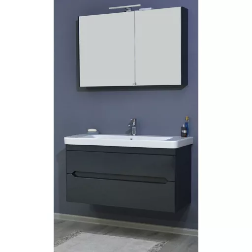 TMP SHARP 105 - FEKETE - fali fürdőszobabútor- Sanovit LUXURY 11105 mosdóval - 105 x 46 cm