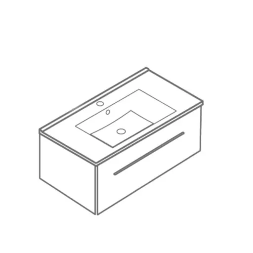 TMP SHARP 105 - FEKETE - fali fürdőszobabútor- Sanovit LUXURY 11105 mosdóval - 105 x 46 cm