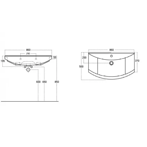 TMP ZX 85 - SONOMA - álló fürdőszobabútor - Sanovit ZENON - 6085 porcelán mosdóval - 86 x 50 cm