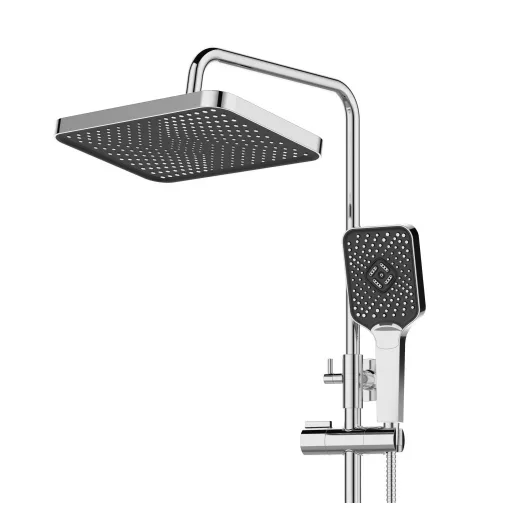 Caldo Freddo Zuhanyrendszer - CSAPTELEPPEL - szögletes - fejzuhany, zuhanyfej, gégecső - KRÓM