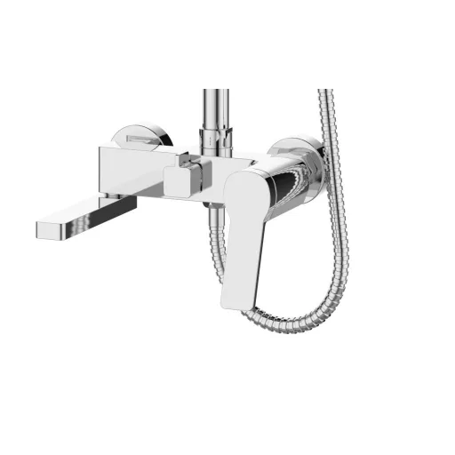 Caldo Freddo Zuhanyrendszer - CSAPTELEPPEL - szögletes - fejzuhany, zuhanyfej, gégecső - KRÓM