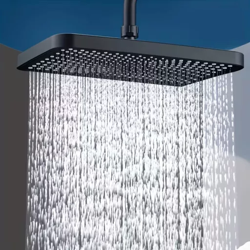 Caldo Freddo Zuhanyrendszer - CSAPTELEPPEL - szögletes - fejzuhany, zuhanyfej, gégecső - FEKETE