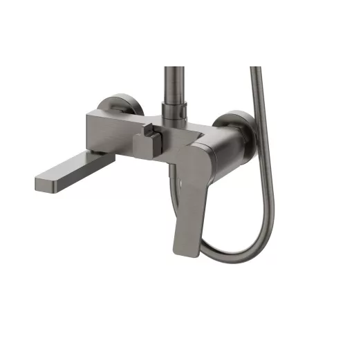 Caldo Freddo Zuhanyrendszer - CSAPTELEPPEL - szögletes - fejzuhany, zuhanyfej, gégecső - GUNMETAL