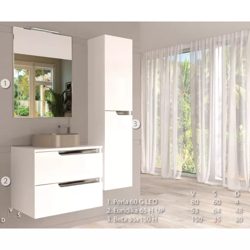 Piramida PERLA 60 G fürdőszobai tükör LED világítással - érintőkapcsolóval - 60 x 80 x 4 cm