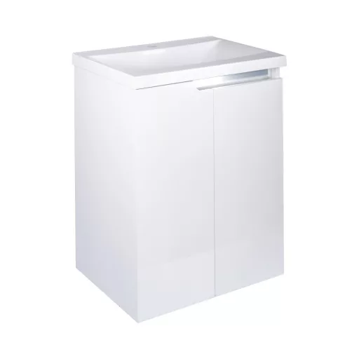 Piramida EURIDIKA fali /álló fürdőszobabútor - műmárvány mosdóval - 2 ajtós - 60 x 75 x 46 cm