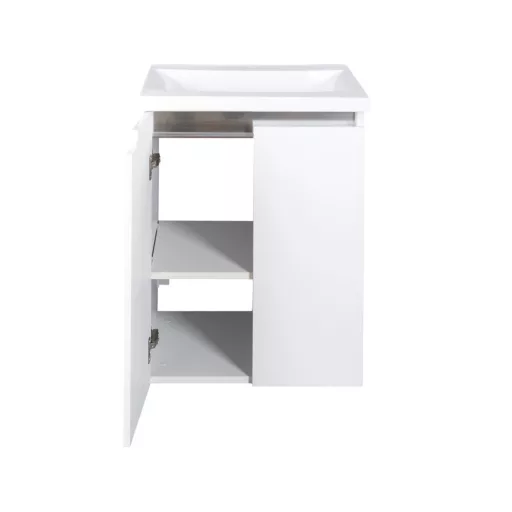 Piramida EURIDIKA fali /álló fürdőszobabútor - műmárvány mosdóval - 2 ajtós - 60 x 75 x 46 cm