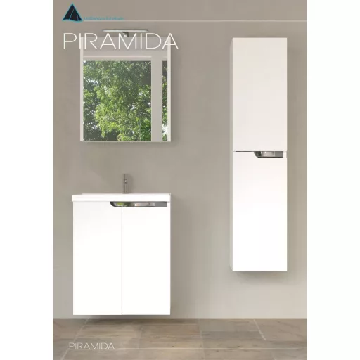 Piramida AKVA Tükrös fürdőszobai szekrény - LED világítással - 60 x 69 x 13 cm