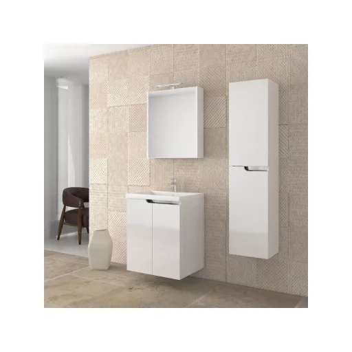 Piramida AKVA Tükrös fürdőszobai szekrény - LED világítással - 60 x 69 x 13 cm