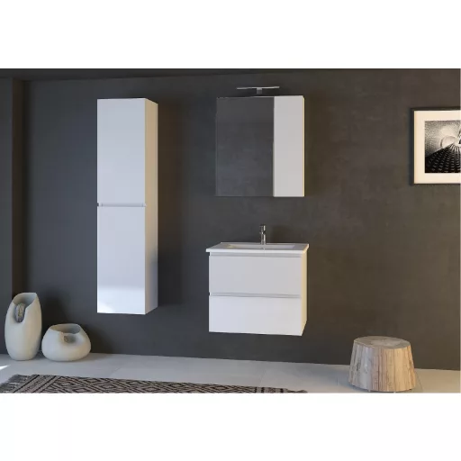 Piramida AKVA Tükrös fürdőszobai szekrény - 2 ajtós kivitel - LED világítással - 60 x 69 x 13 cm