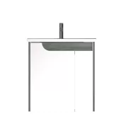   Piramida EURIDIKA fali fürdőszobabútor - műmárvány mosdóval -2 ajtós - FEHÉR-SÖTÉT - 65 x 48 x 62 cm