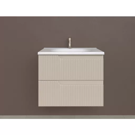 Piramida EURIDIKA fali fürdőszobabútor - műmárvány mosdóval -2 fiókos - PINO BÉZS - 65 x 48 x 53 cm