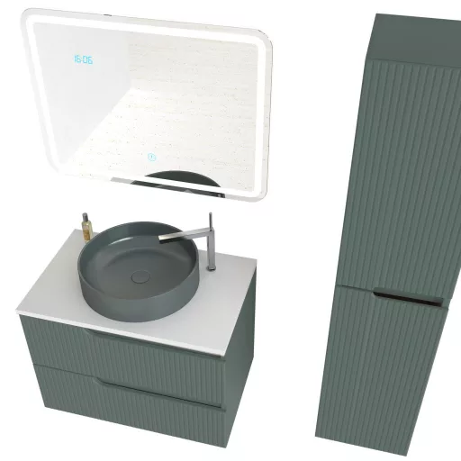 Piramida EURIDIKA fali fürdőszobabútor - mosdópult mosdó nélkül -2 fiókos - PINO ZÖLD - 65 x 48 x 53 cm