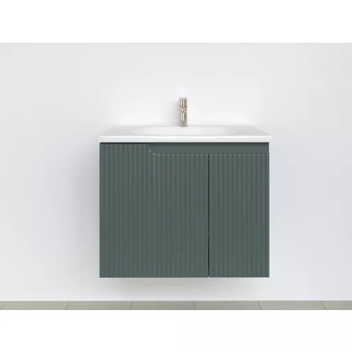 Piramida EURIDIKA fali fürdőszobabútor - műmárvány mosdóval -2 ajtós - PINO ZÖLD - 65 x 48 x 53 cm