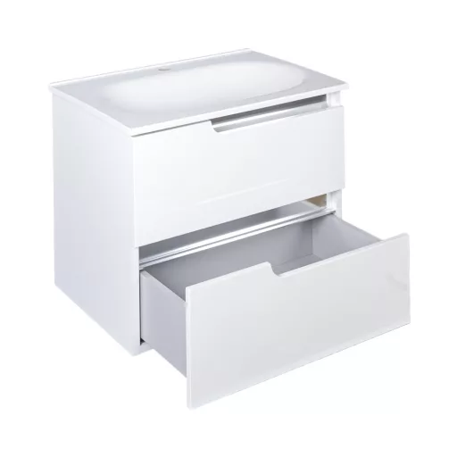 Piramida EURIDIKA fali fürdőszobabútor - műmárvány mosdóval -2 fiókos - 65 x 53 x 48 cm