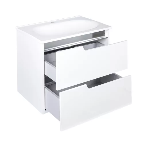 Piramida EURIDIKA fali fürdőszobabútor - műmárvány mosdóval -2 fiókos - 65 x 53 x 48 cm