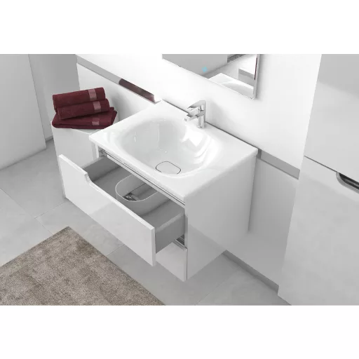 Piramida EURIDIKA fali fürdőszobabútor - műmárvány mosdóval -2 fiókos - 65 x 53 x 48 cm