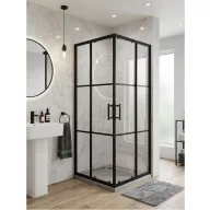   Viva AQUA - FEKETE mintás - FEKETE keretes - zuhanykabin - 80 SZÖGLETES - 6 mm üveg - 80 x 80 x 190