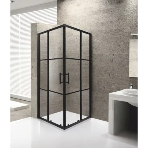 Viva AQUA - FEKETE mintás - FEKETE keretes - zuhanykabin - 90 SZÖGLETES - 6 mm üveg - 90 x 90 x 190