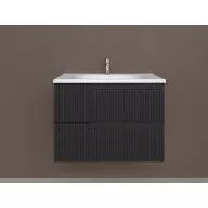   Piramida EURIDIKA fali fürdőszobabútor - műmárvány mosdóval -2 fiókos - PINO FEKETE - 75 x 48 x 53 cm