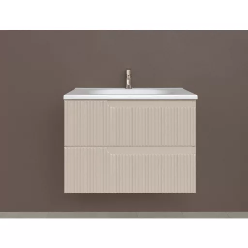 Piramida EURIDIKA fali fürdőszobabútor - műmárvány mosdóval -2 fiókos - PINO BÉZS - 75 x 48 x 53 cm