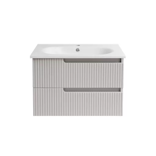 Piramida EURIDIKA fali fürdőszobabútor - műmárvány mosdóval -2 fiókos - PINO BÉZS - 75 x 48 x 53 cm