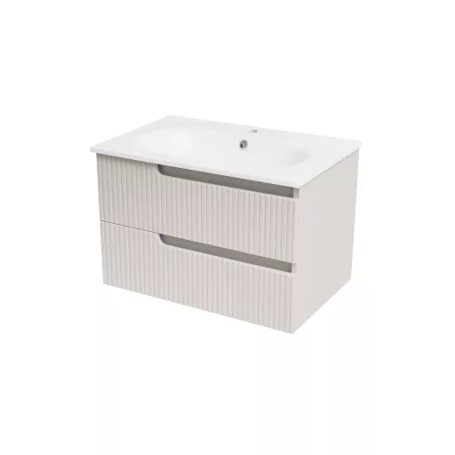 Piramida EURIDIKA fali fürdőszobabútor - műmárvány mosdóval -2 fiókos - PINO BÉZS - 75 x 48 x 53 cm