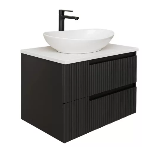 Piramida EURIDIKA fali fürdőszobabútor - mosdópult mosdó nélkül -2 fiókos - PINO FEKETE - 75 x 48 x