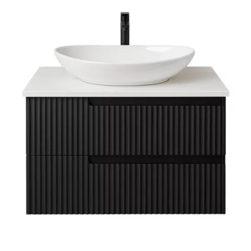 Piramida EURIDIKA fali fürdőszobabútor - mosdópult mosdó nélkül -2 fiókos - PINO FEKETE - 75 x 48 x