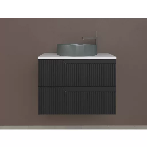 Piramida EURIDIKA fali fürdőszobabútor - mosdópult mosdó nélkül -2 fiókos - PINO FEKETE - 75 x 48 x