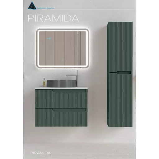 Piramida EURIDIKA fali fürdőszobabútor - mosdópult mosdó nélkül -2 fiókos - PINO ZÖLD - 75 x 48 x 53 cm