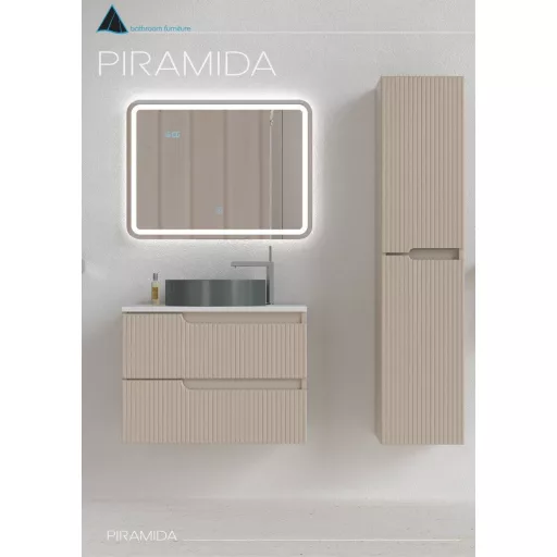 Piramida EURIDIKA fali fürdőszobabútor - mosdópult mosdó nélkül -2 fiókos - PINO BÉZS - 75 x 48 x 53 cm
