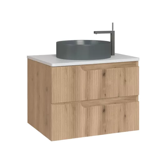 Piramida EURIDIKA fali fürdőszobabútor - mosdópult mosdó nélkül -2 fiókos - PINO TÖLGY - 75 x 48 x 53 cm