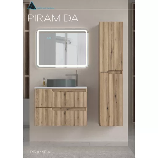 Piramida EURIDIKA fali fürdőszobabútor - mosdópult mosdó nélkül -2 fiókos - PINO TÖLGY - 75 x 48 x 53 cm