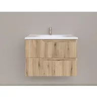   Piramida EURIDIKA fali fürdőszobabútor - műmárvány mosdóval -2 ajtós - PINO TÖLGY - 75 x 48 x 53 cm